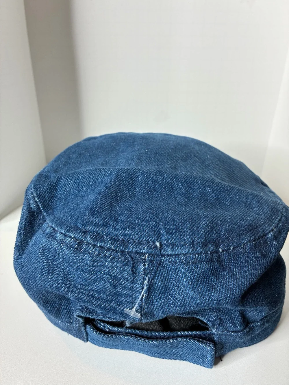 Denim Blue Women's Cadet Cap with Rhinestone Trim